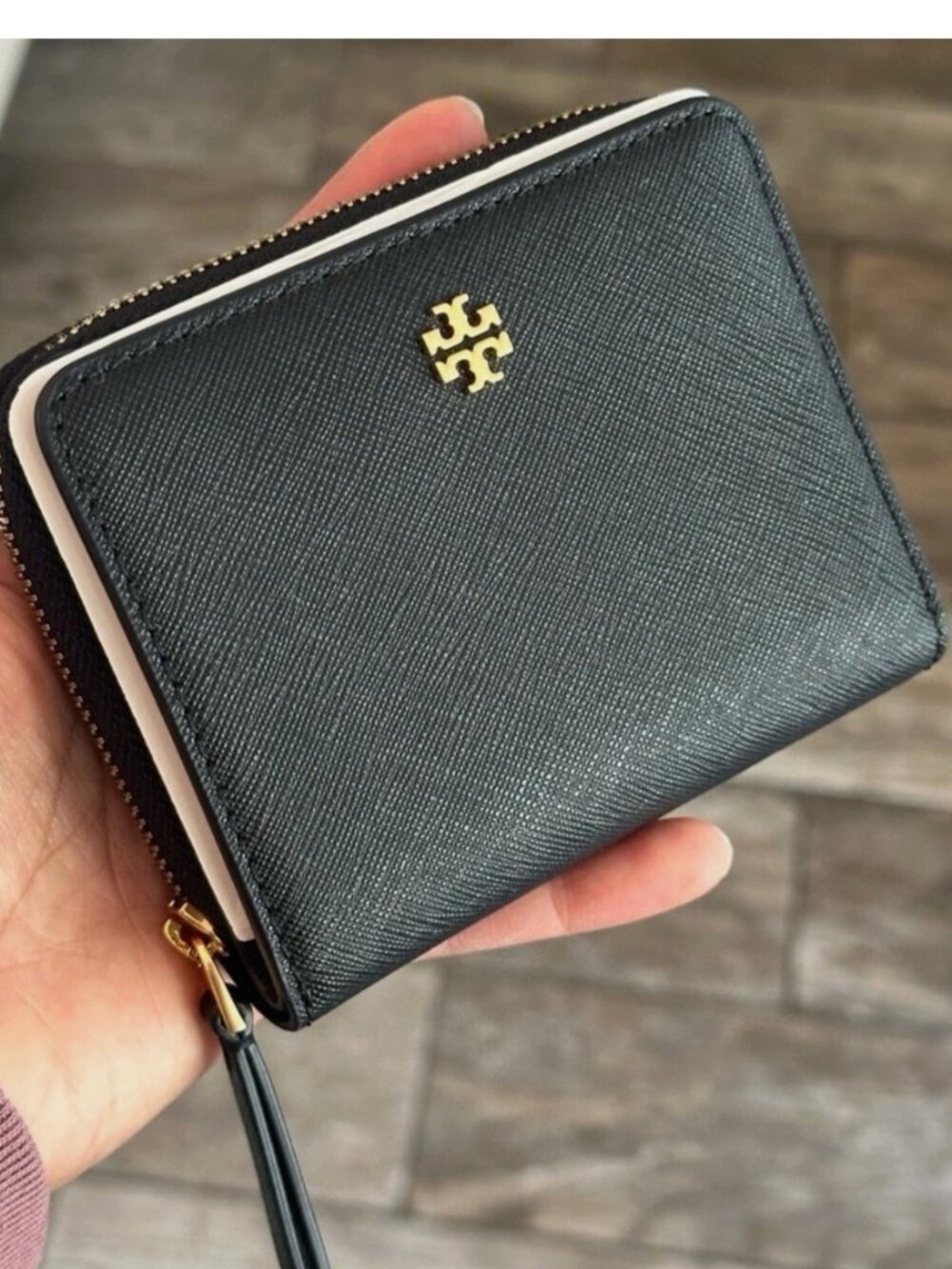 Tory Burch Emerson Mini Saffiano Leather Wallet Black